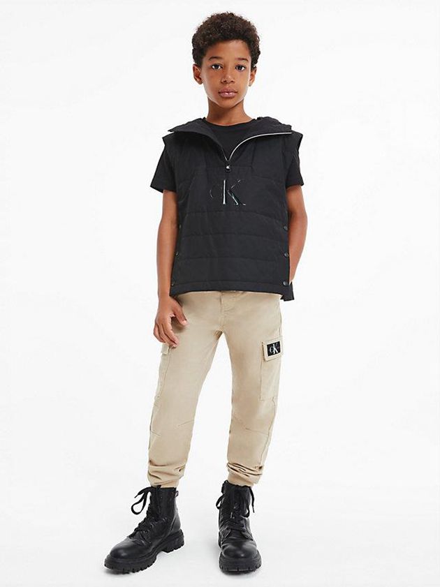 Black Calvin Klein Convertible Popover Logo Boys's Jacket | KMBX-98074