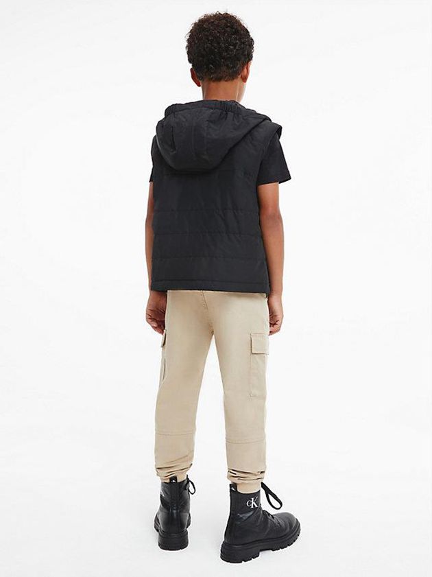 Black Calvin Klein Convertible Popover Logo Boys's Jacket | KMBX-98074