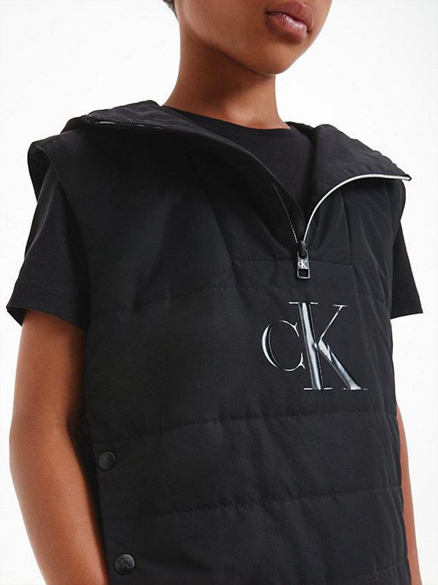 Black Calvin Klein Convertible Popover Logo Boys's Jacket | KMBX-98074