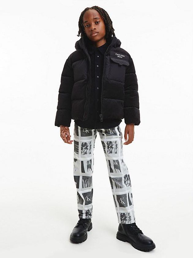 Black Calvin Klein Corduroy Puffer Boys's Jacket | CXZT-95426