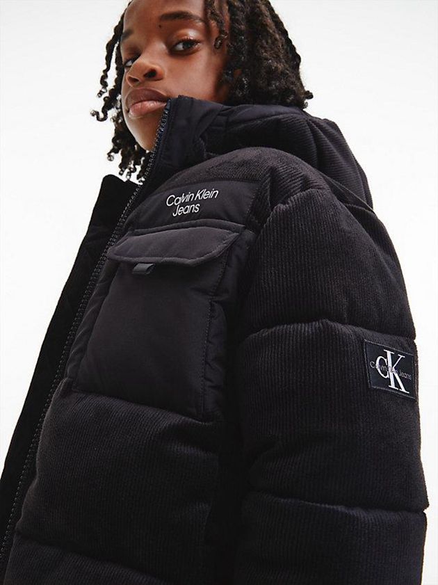 Black Calvin Klein Corduroy Puffer Boys's Jacket | CXZT-95426