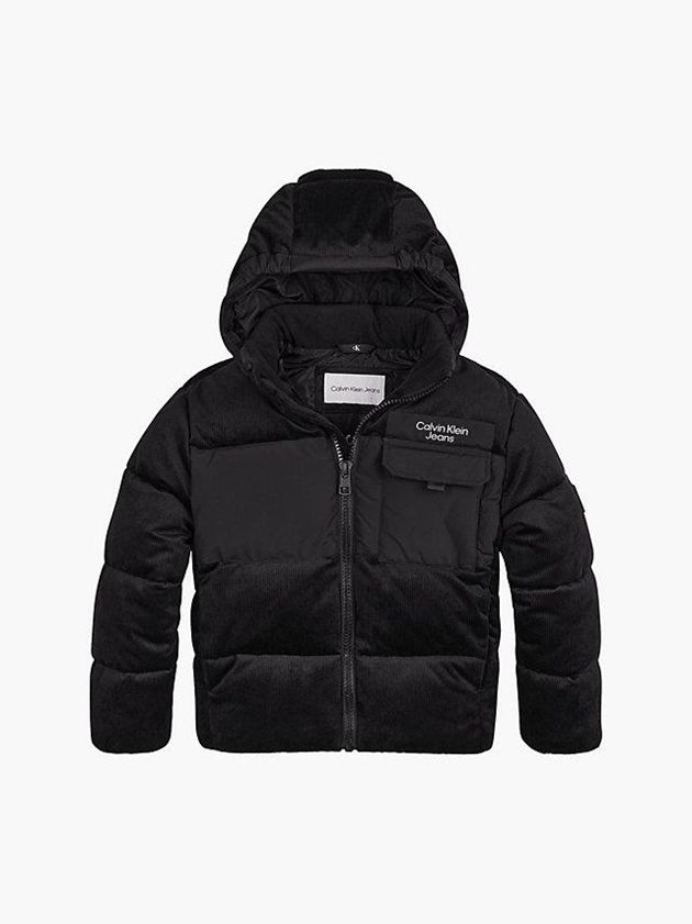 Black Calvin Klein Corduroy Puffer Boys's Jacket | CXZT-95426