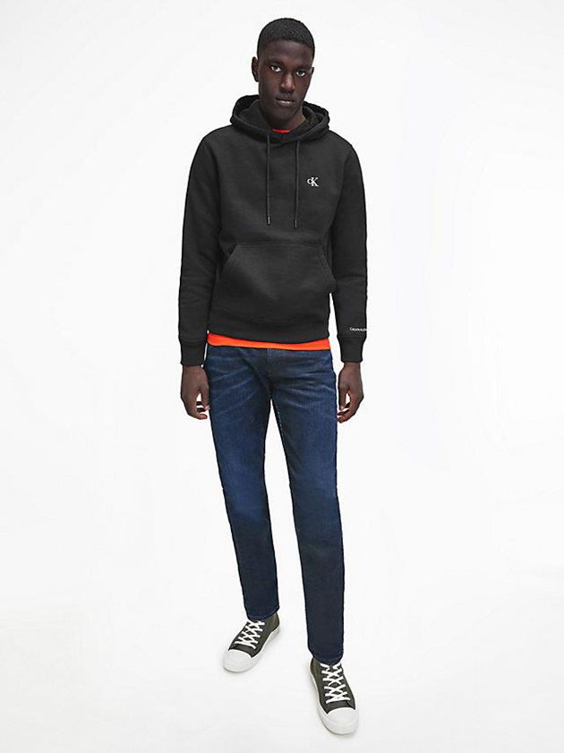 Black Calvin Klein Cotton Blend Fleece Men Hoodie | EBNW-09273