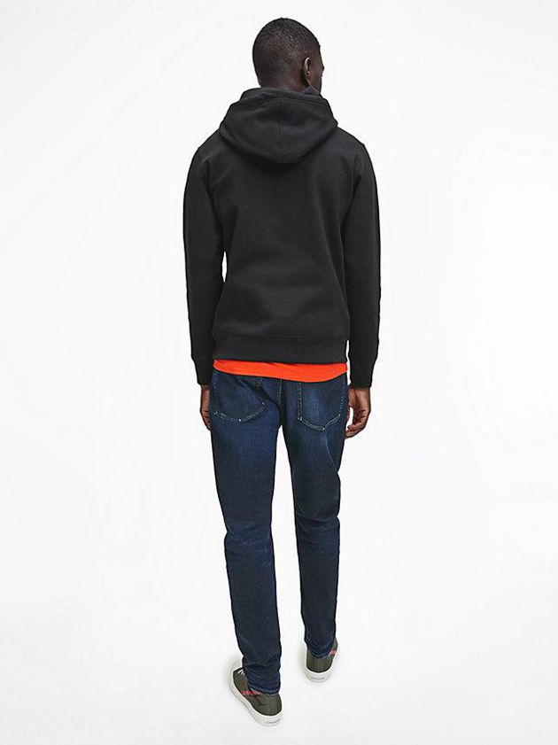 Black Calvin Klein Cotton Blend Fleece Men Hoodie | EBNW-09273