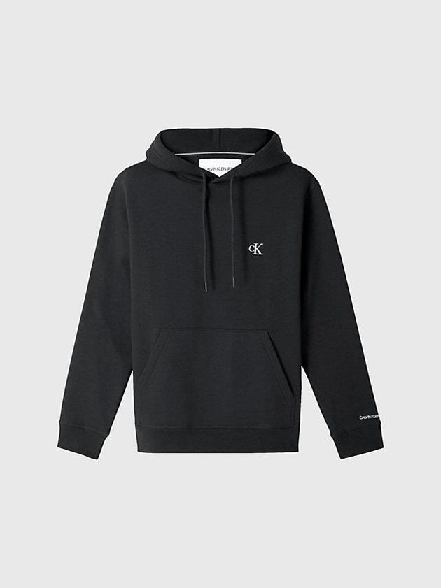 Black Calvin Klein Cotton Blend Fleece Men Hoodie | EBNW-09273