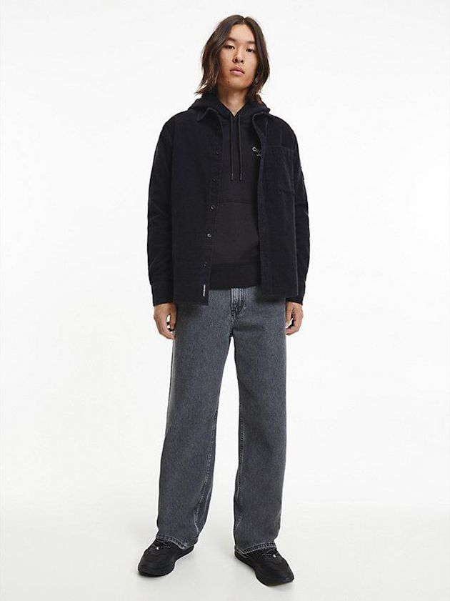 Black Calvin Klein Cotton Corduroy Men Shirts | TSOQ-61275