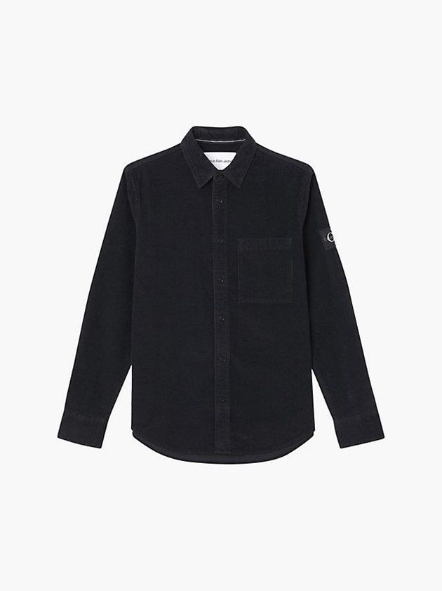 Black Calvin Klein Cotton Corduroy Men Shirts | TSOQ-61275