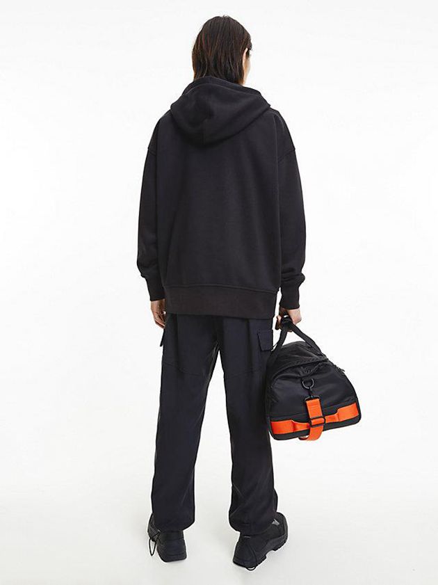 Black Calvin Klein Cotton Fleece Zip Up Men Hoodie | TFKV-02435