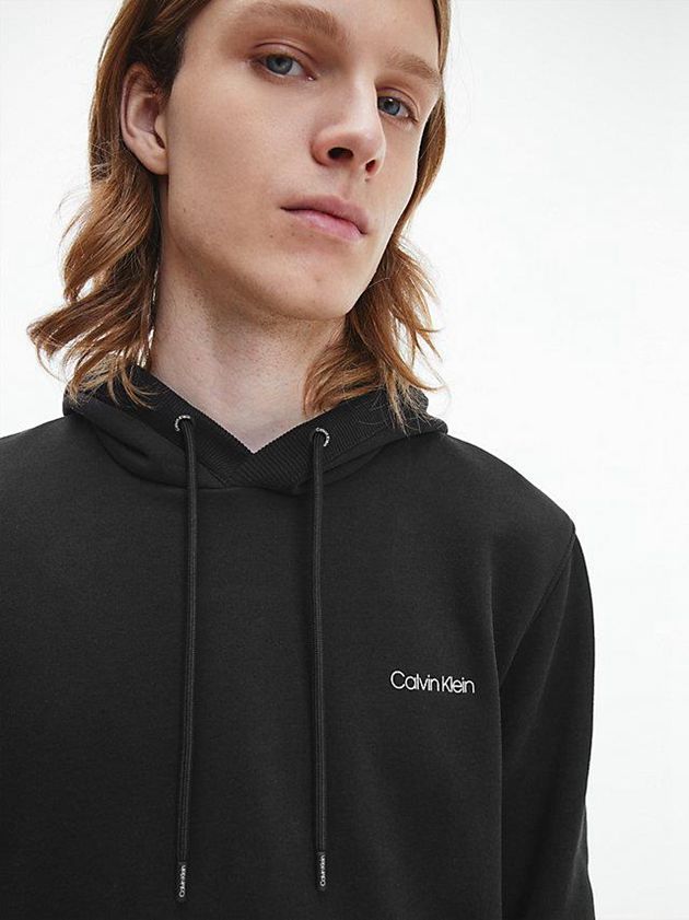 Black Calvin Klein Cotton Men Hoodie | ILUB-71804