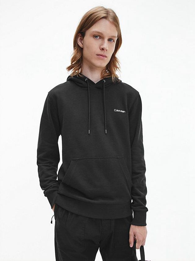 Black Calvin Klein Cotton Men Hoodie | ILUB-71804