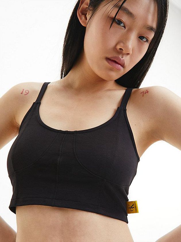 Black Calvin Klein Cotton Stretch Bustier Women Top | BQIG-70128