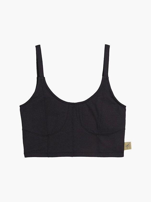 Black Calvin Klein Cotton Stretch Bustier Women Top | BQIG-70128