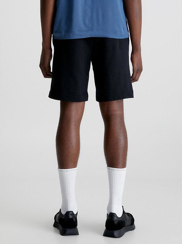 Black Calvin Klein Cotton Terry Gym Men Shorts | IDYT-34927