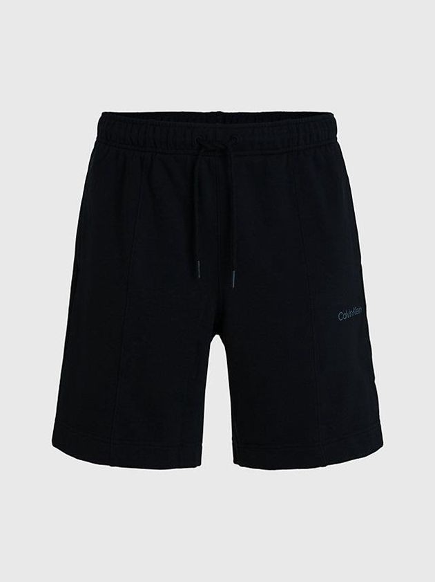 Black Calvin Klein Cotton Terry Gym Men Shorts | IDYT-34927