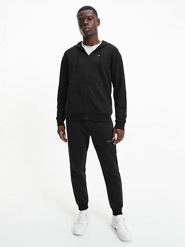 Black Calvin Klein Cotton Terry Logo Men Joggers | VDEW-73509