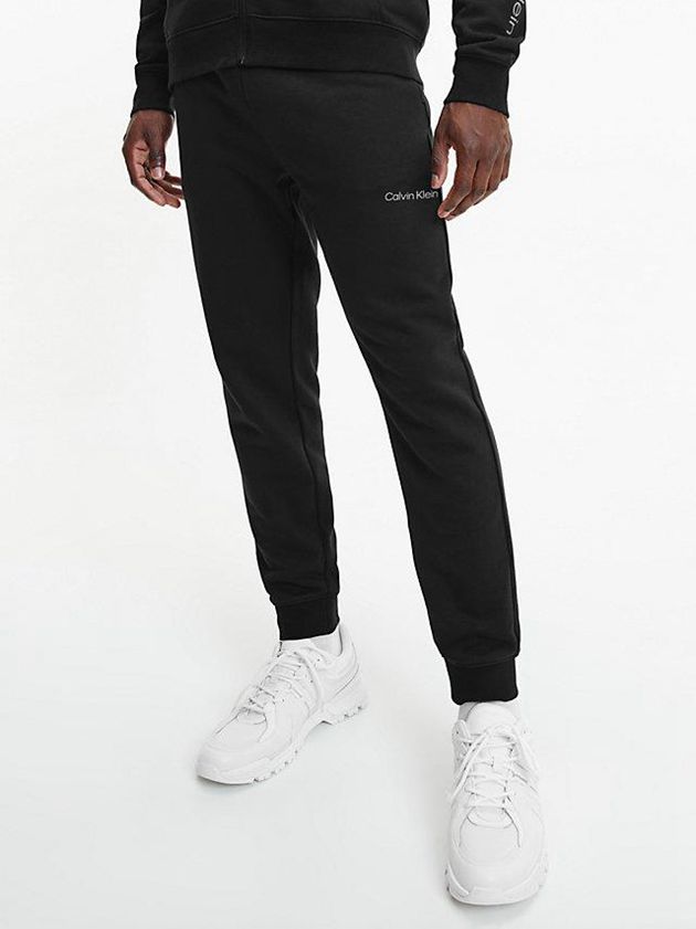 Black Calvin Klein Cotton Terry Logo Men Joggers | VDEW-73509
