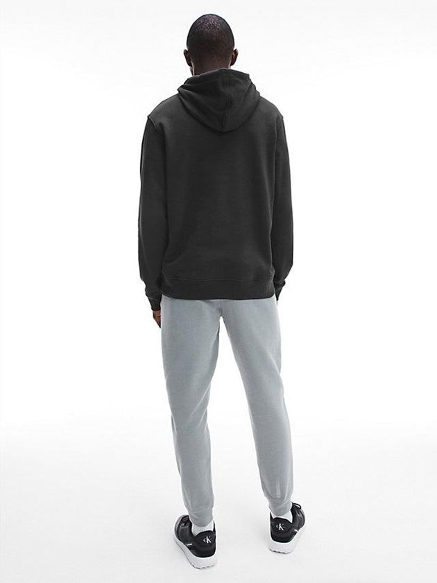 Black Calvin Klein Cotton Terry Logo Men Hoodie | ORUF-40371