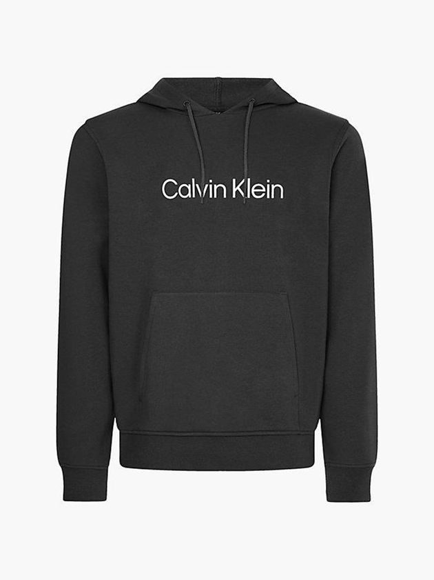 Black Calvin Klein Cotton Terry Logo Men Hoodie | ORUF-40371