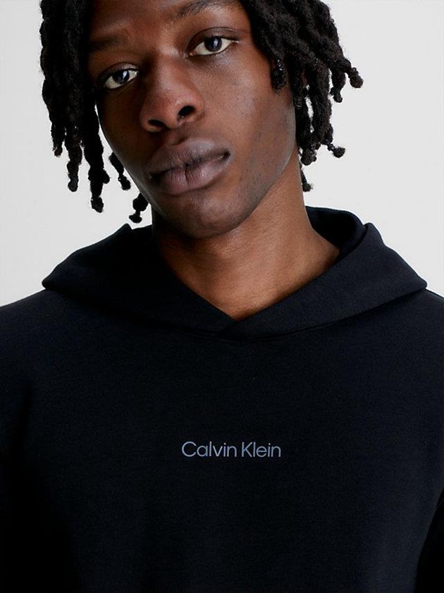 Black Calvin Klein Cotton Terry Men Hoodie | CEBW-96203