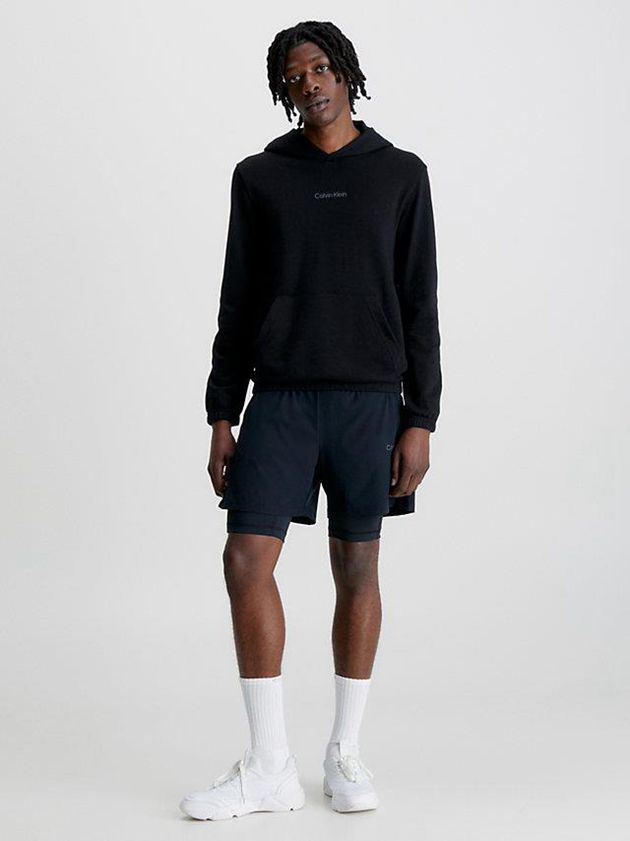 Black Calvin Klein Cotton Terry Men Hoodie | CEBW-96203