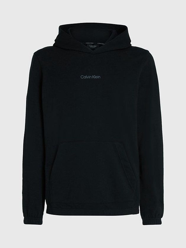 Black Calvin Klein Cotton Terry Men Hoodie | CEBW-96203