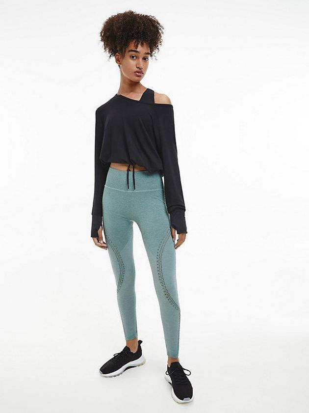 Black Calvin Klein Cowl Back Gym Women Top | CRQF-94730