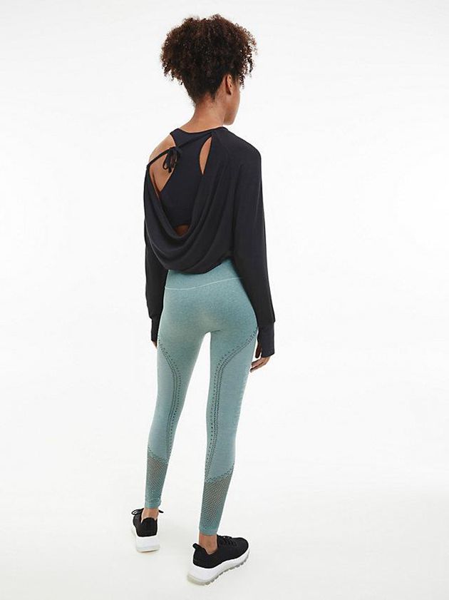 Black Calvin Klein Cowl Back Gym Women Top | CRQF-94730