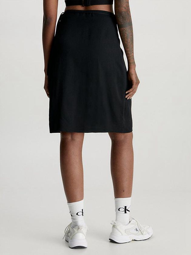 Black Calvin Klein Crepe Tie Waist Midi Women Skirt | KBGR-32154