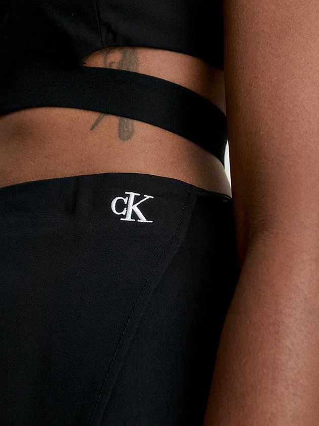Black Calvin Klein Crepe Tie Waist Midi Women Skirt | KBGR-32154
