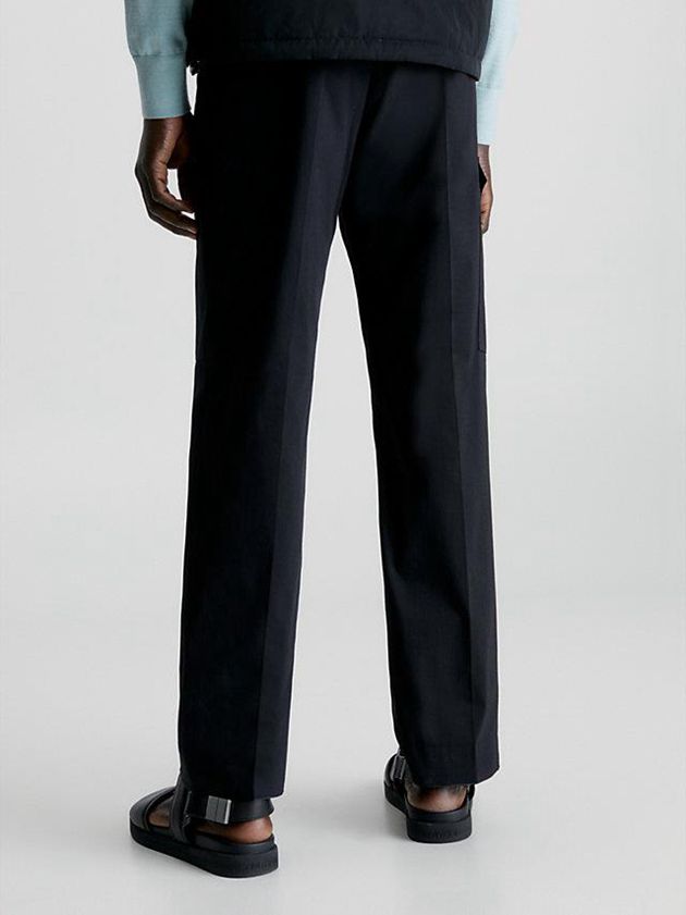 Black Calvin Klein Crinkle Stretch Cargo Men Pants | SYQE-26390