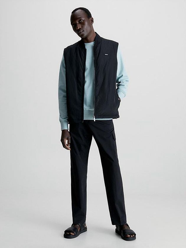Black Calvin Klein Crinkle Stretch Cargo Men Pants | SYQE-26390