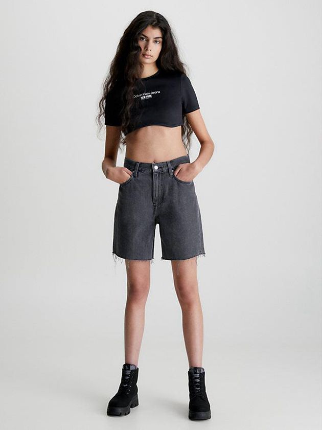 Black Calvin Klein Cropped Bustier Women T-Shirt | XRUV-82149