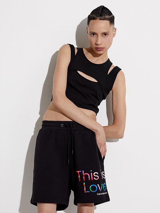 Black Calvin Klein Cropped Cut Out Tank - Pride Women Top | OEGA-48351