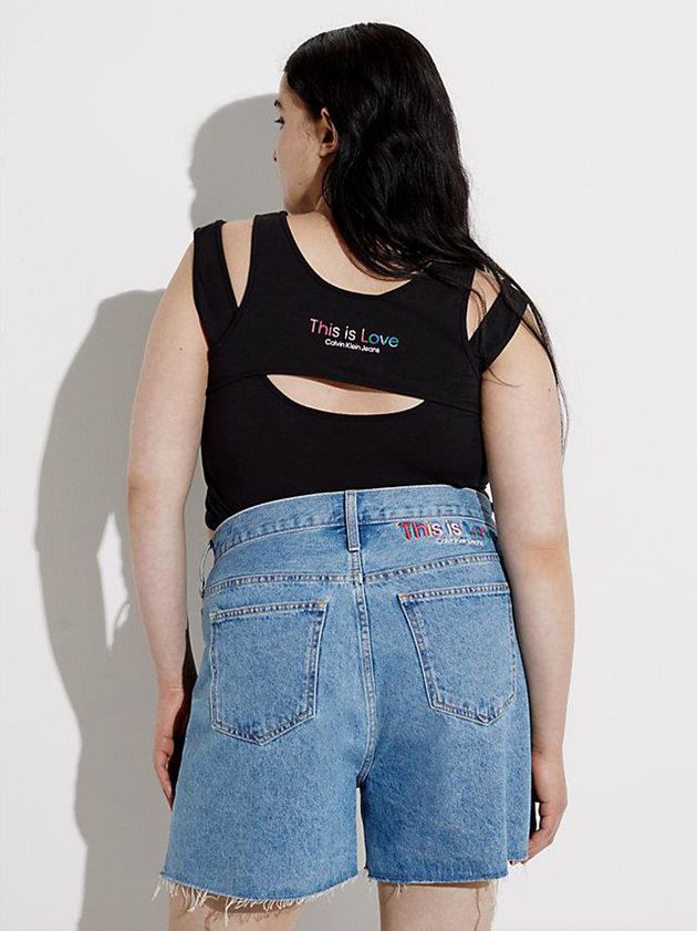 Black Calvin Klein Cropped Cut Out Tank - Pride Women Top | OEGA-48351
