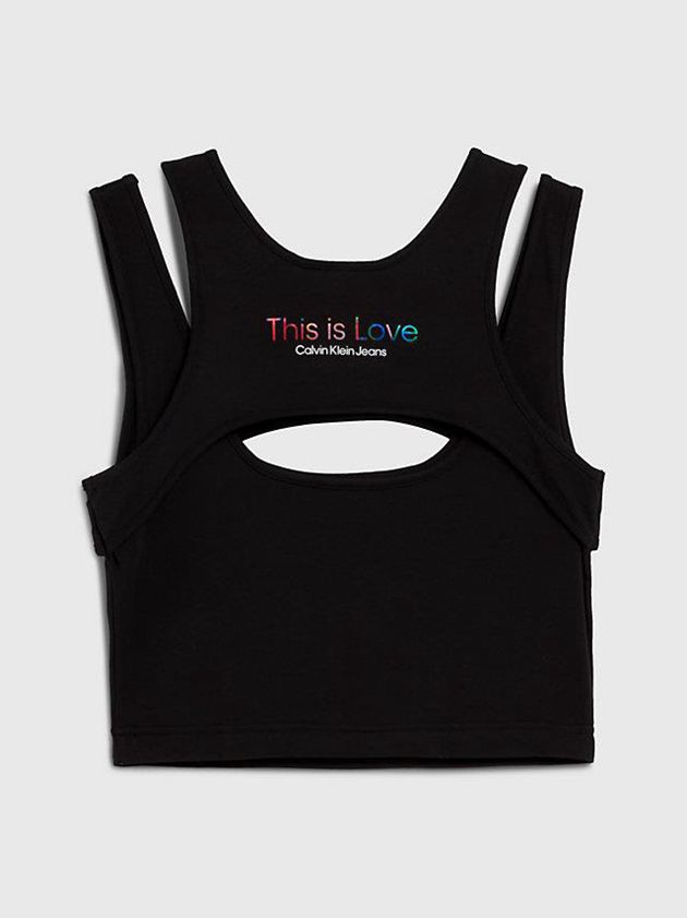 Black Calvin Klein Cropped Cut Out Tank - Pride Women Top | OEGA-48351