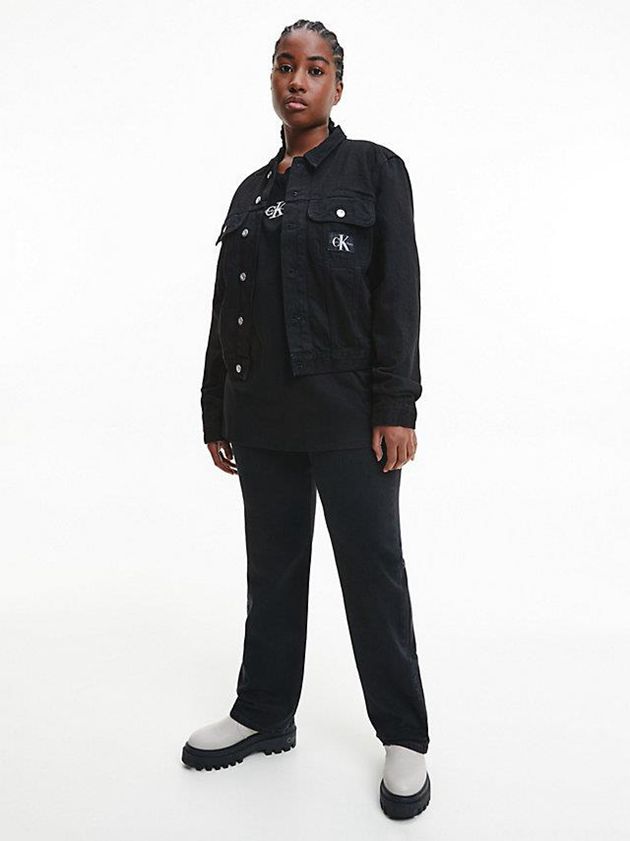 Black Calvin Klein Cropped Denim Women Jacket | ABOJ-03297