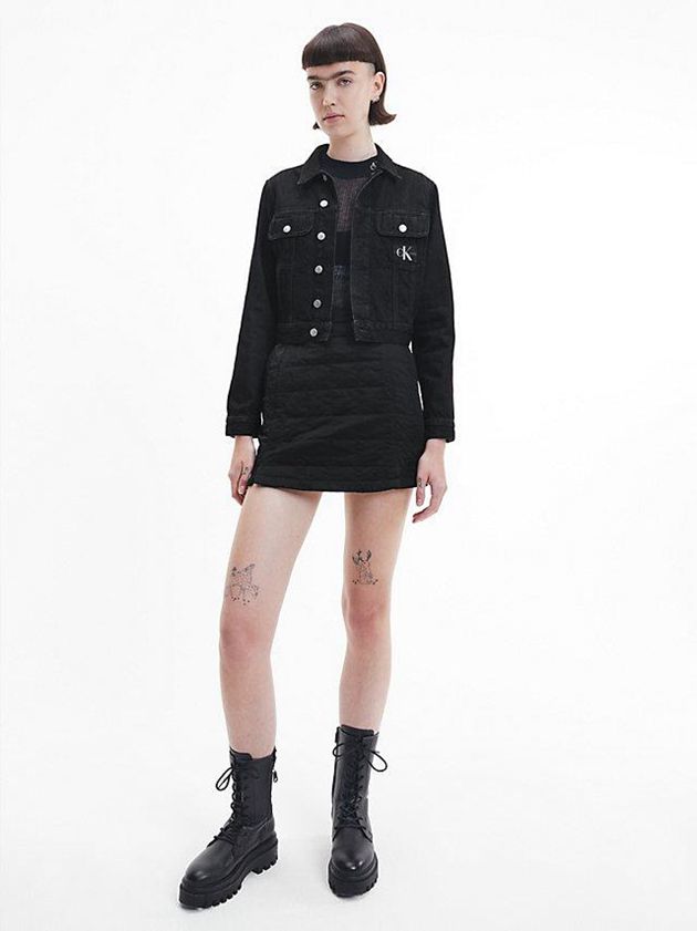 Black Calvin Klein Cropped Denim Women Jacket | ABOJ-03297