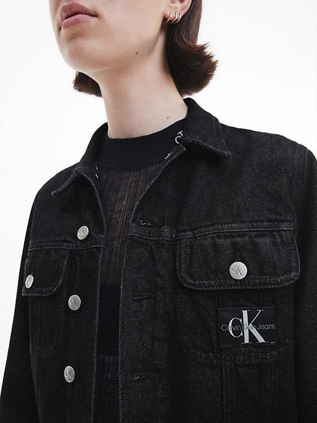 Black Calvin Klein Cropped Denim Women Jacket | ABOJ-03297
