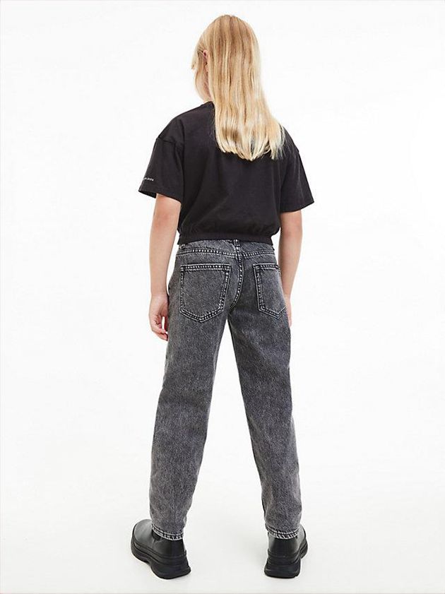 Black Calvin Klein Cropped Logo Girls's T-Shirt | LRTM-92310