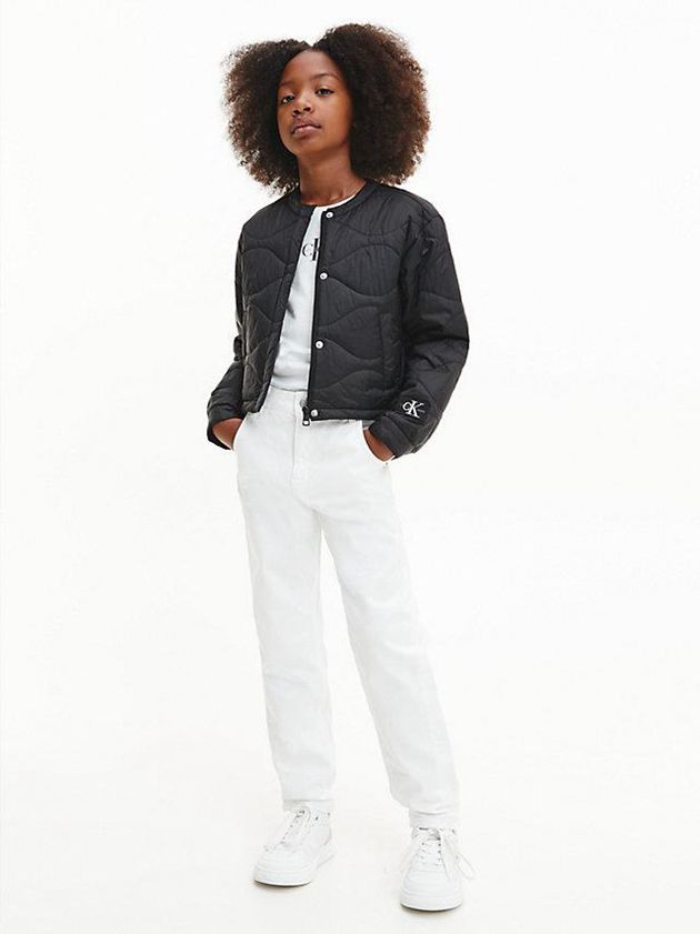 Black Calvin Klein Cropped Quilted Girls's Jacket | KATZ-92803
