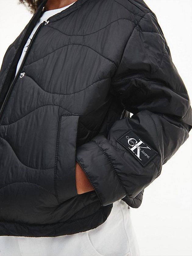 Black Calvin Klein Cropped Quilted Girls's Jacket | KATZ-92803