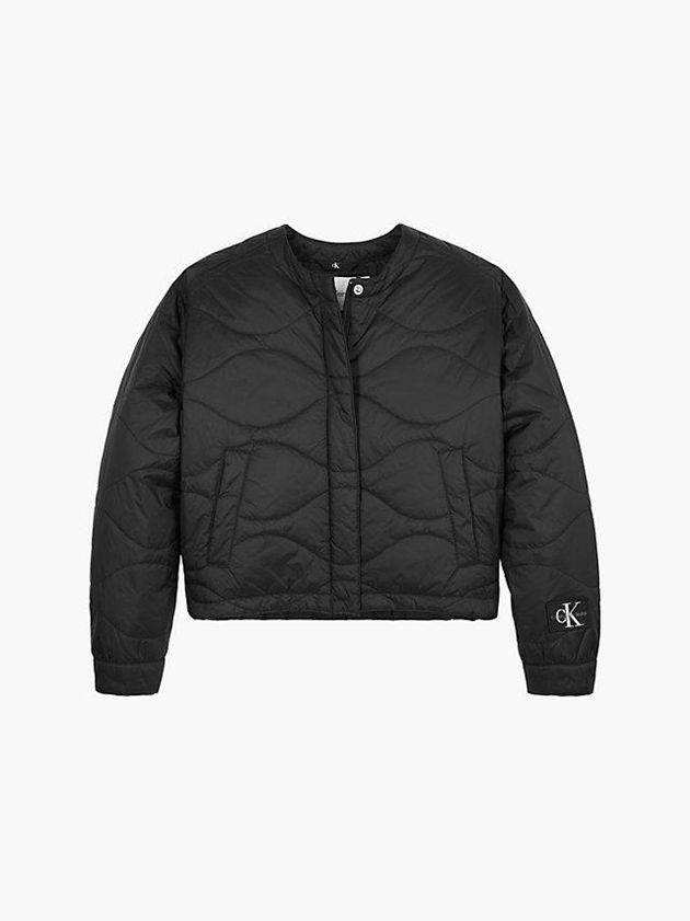 Black Calvin Klein Cropped Quilted Girls's Jacket | KATZ-92803