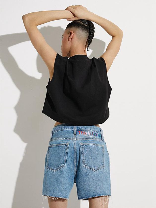 Black Calvin Klein Cropped Tank - Pride Women Top | JQML-17638