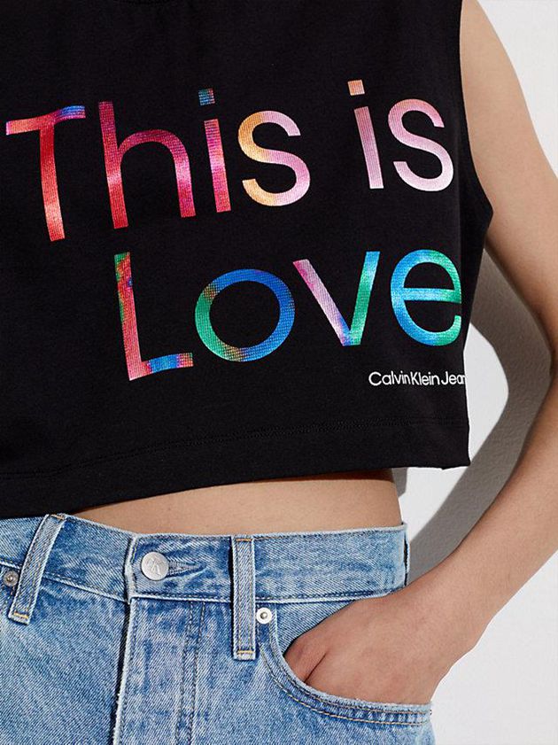 Black Calvin Klein Cropped Tank - Pride Women Top | JQML-17638