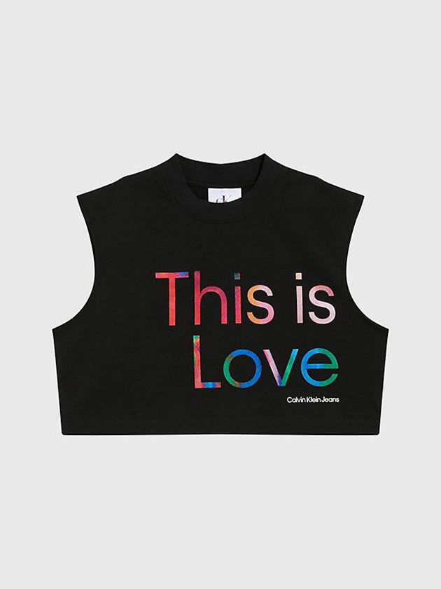 Black Calvin Klein Cropped Tank - Pride Women Top | JQML-17638
