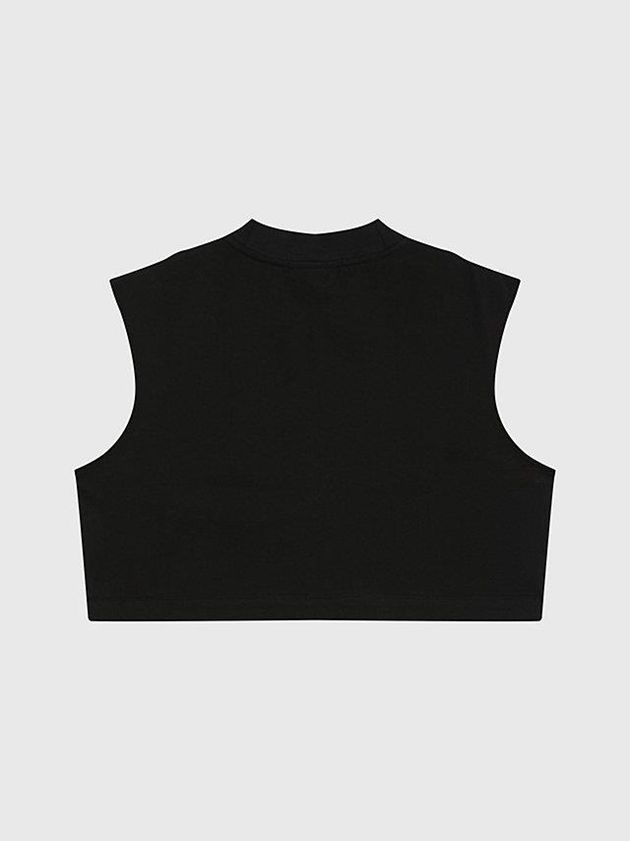 Black Calvin Klein Cropped Tank - Pride Women Top | JQML-17638