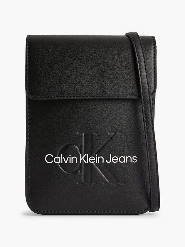 Black Calvin Klein Crossbody Phone Pouch Women Bags | VPQS-89023