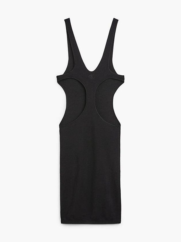 Black Calvin Klein Cut Out Bodycon Tank Women Dress | TVJA-37654