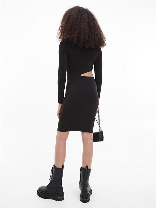 Black Calvin Klein Cut Out Jersey Mini Women Dress | IVFA-93078