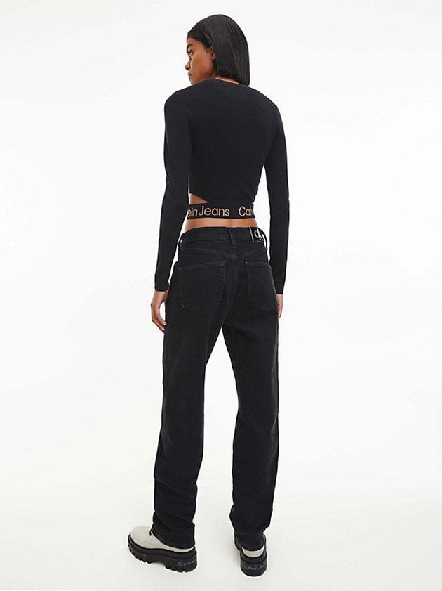 Black Calvin Klein Cut Out Logo Tape Jumper Women Sweater | JSLH-41729
